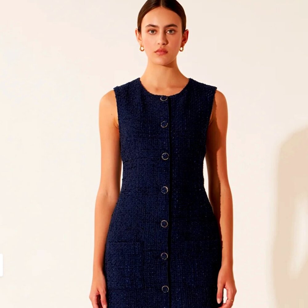 Endless Rose Navy Sleeveless Tweed Mini Dress